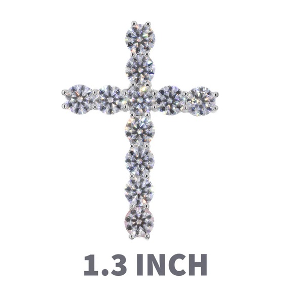Tennis Cross VVS Moissanite Pendant